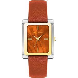 Women's Gold Tone Leather Strap Water Resistant Quartz Movement Watch